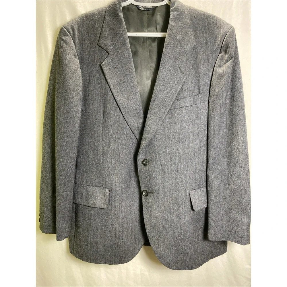 Pinstriped USA‎ Made Vintage Kuppenheimer Mens Suit Jacket Wool 42 Grey